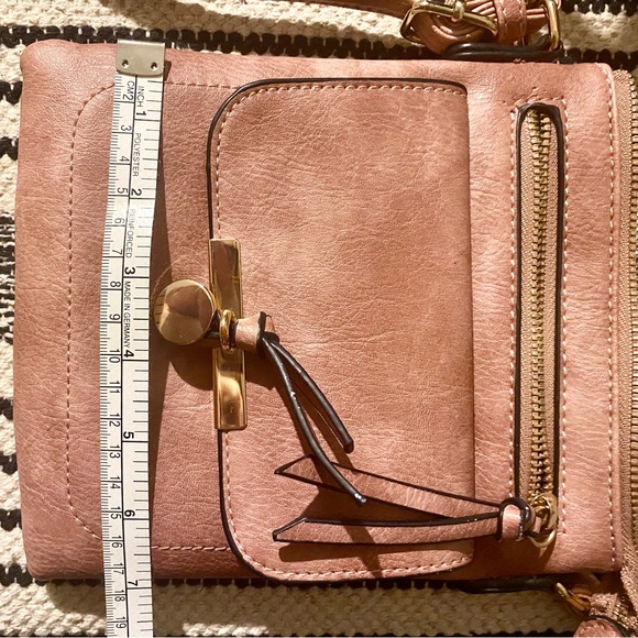 Mauve Faux Leather Mini Crossbody Bag w/ Wallet - Picture 10 of 16